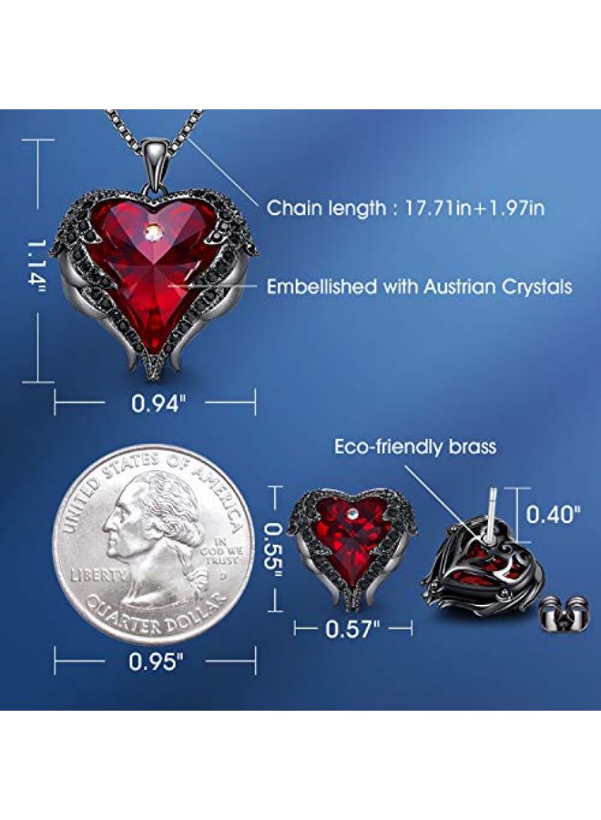 CDE Heart Pendant Necklace And Earrings Set - Image 2