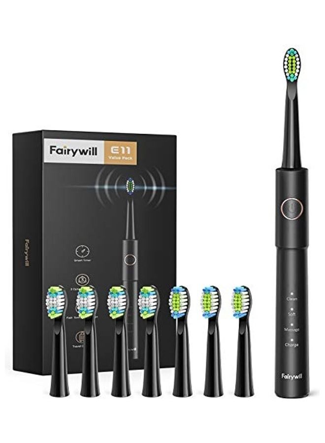 Fairywill Sonic Electric Toothbrush Set Black/White/Green - Image 1