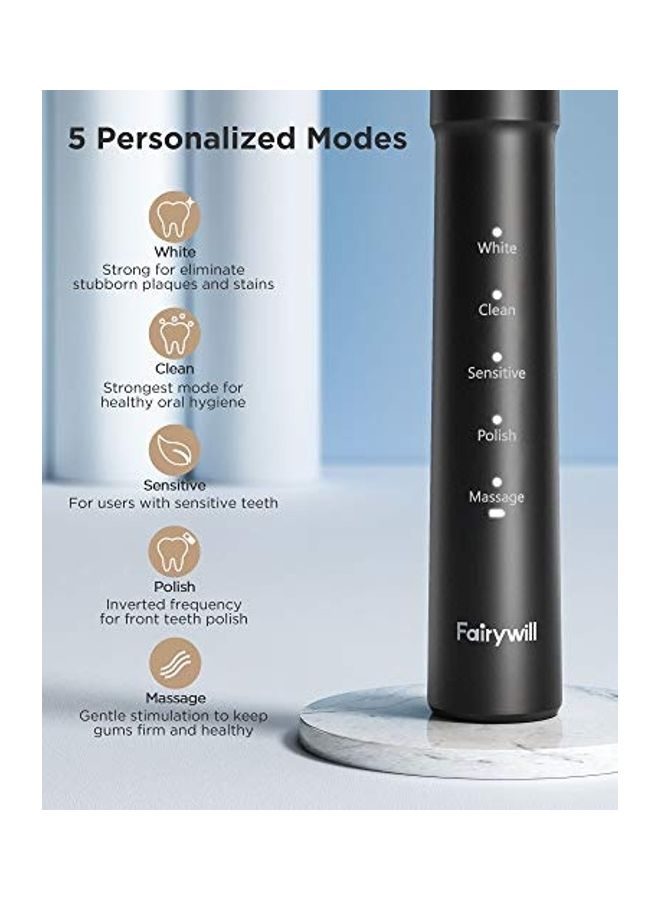 Fairywill Sonic Electric Toothbrush Set Black/White/Green - Image 5