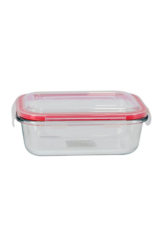 DELCASA - Rectangular Glass Air Tight Container Red/Clear - Image 1