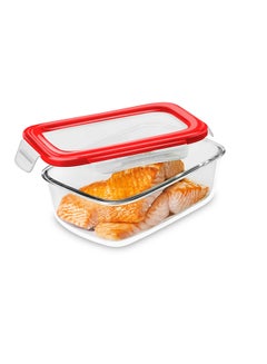 DELCASA Rectangular Glass Air Tight Container Red/Clear  - Image 3
