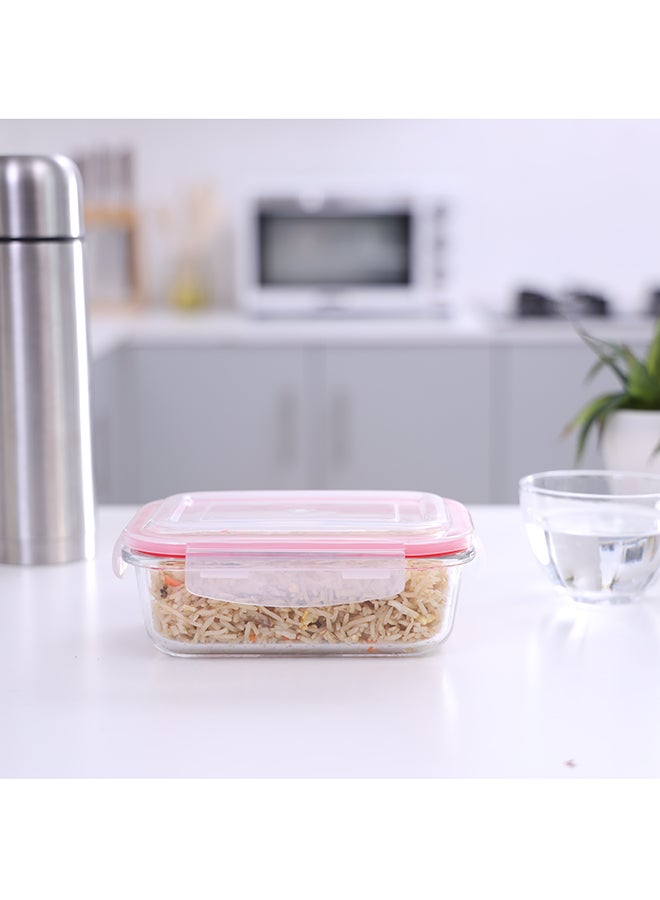 DELCASA - Rectangular Glass Air Tight Container Red/Clear - Image 1
