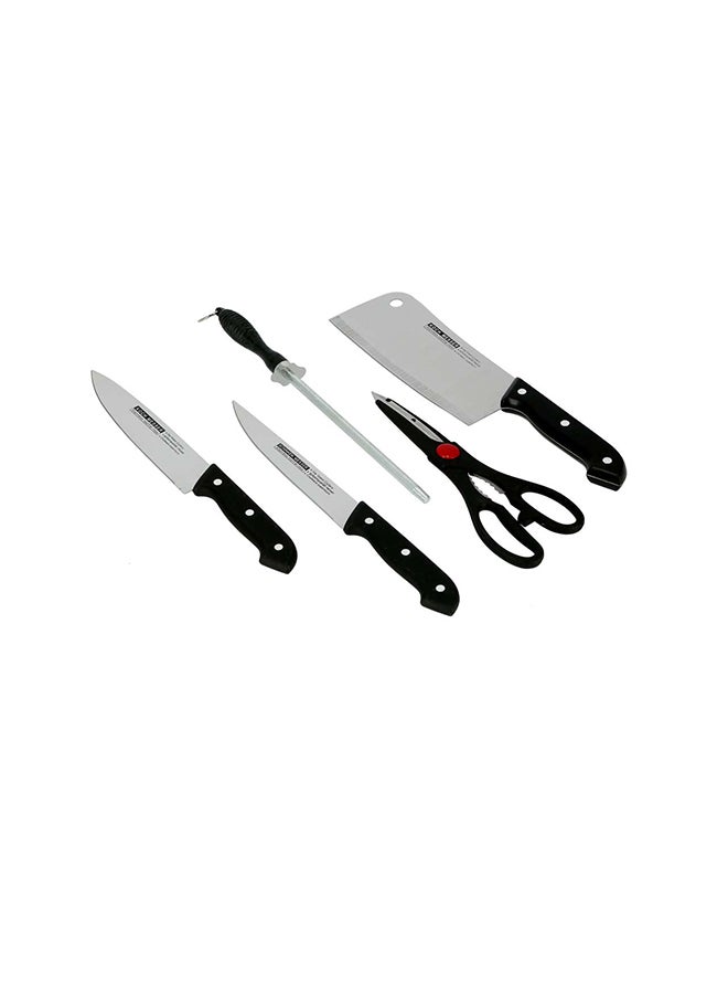 5-Piece Knife Set With Wooden Cutting Board Multicolour 3.6x22.3cm 