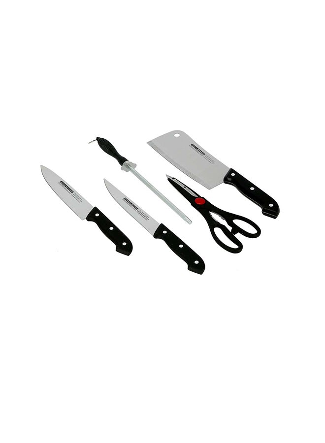 DELCASA 5-Piece Knife Set With Wooden Cutting Board Multicolour 3.6x22.3cm  - Image 2