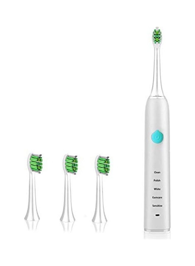 Sonic Electric Toothbrush With 4 Heads Set White/Green - Image 1