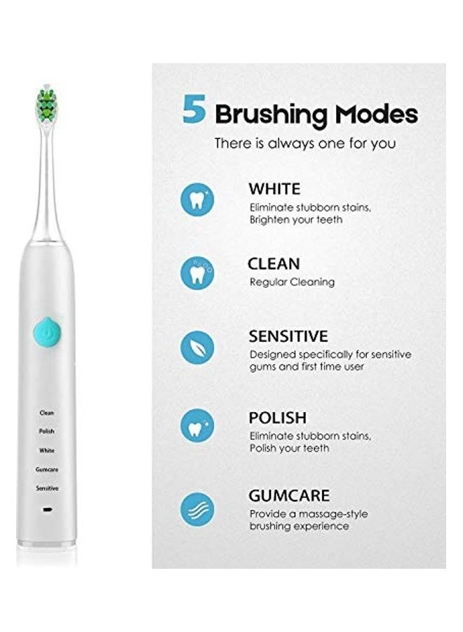 Sonic Electric Toothbrush With 4 Heads Set White/Green - Image 2
