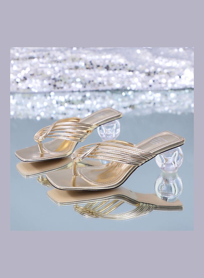 Elegant Heel Sandals Gold  - Image 3