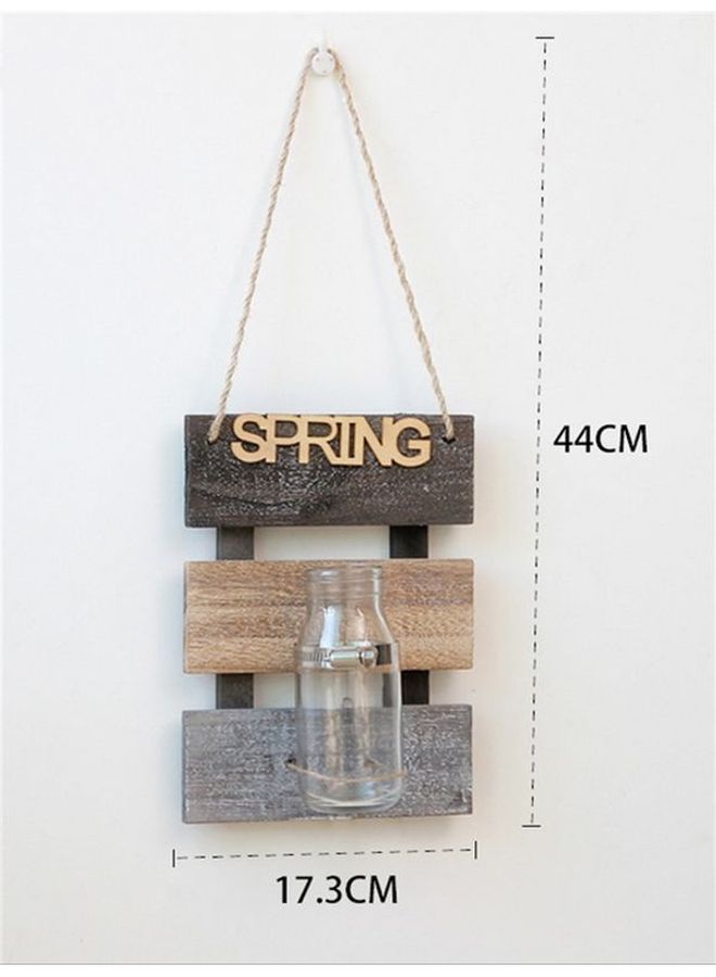 1-Piece Creative Glass Decorative Light Pastoral Style Wooden Home Decor Brown - Image 2