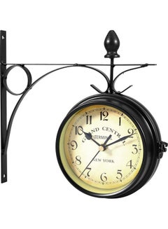 European Style Double Sided Vintage Wall Clock Black/Yellow 21.8 x 21.8cm