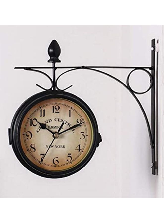 We Happy - European Style Double Sided Vintage Wall Clock Black/Yellow 21.8 x 21.8cm - Image 1