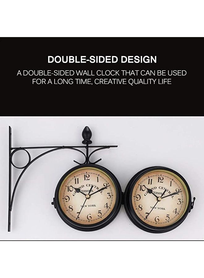 We Happy - European Style Double Sided Vintage Wall Clock Black/Yellow 21.8 x 21.8cm - Image 1