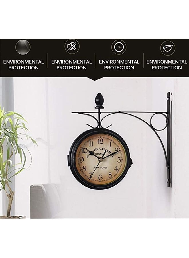 We Happy - European Style Double Sided Vintage Wall Clock Black/Yellow 21.8 x 21.8cm - Image 1