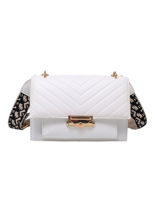 Quilted Design Crossbody Bag White  - Image 1