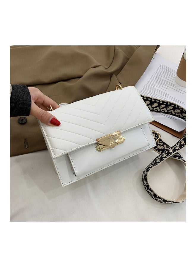 Quilted Design Crossbody Bag White  - Image 2