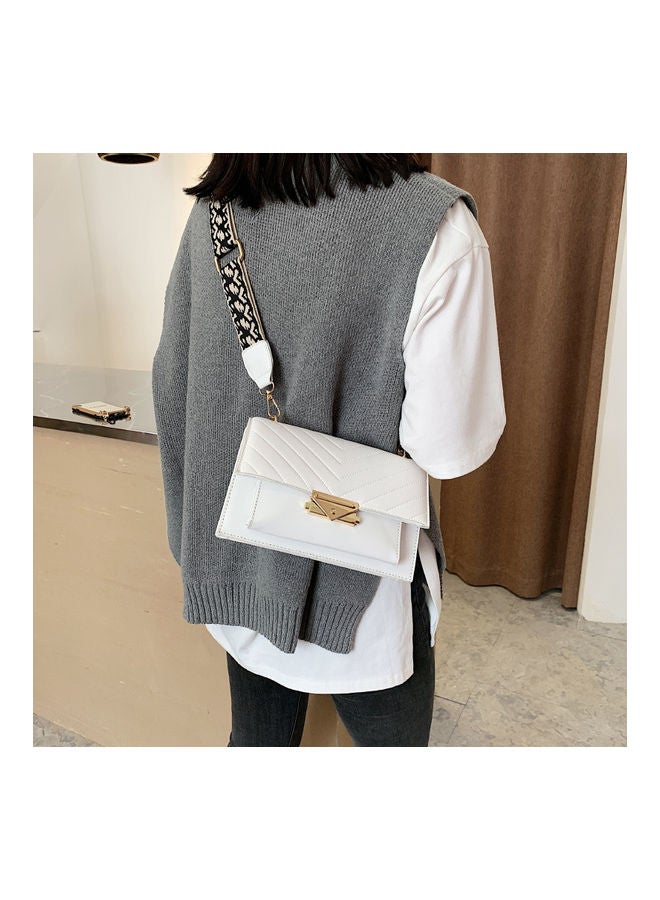 Quilted Design Crossbody Bag White  - Image 3