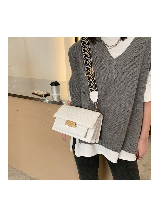 Quilted Design Crossbody Bag White  - Image 4