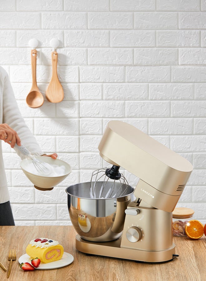 LAWAZIM Electric Dough Stand Mixer With Bowl 5.5 L 1200 W 05-2160-01 Gold  - Image 4