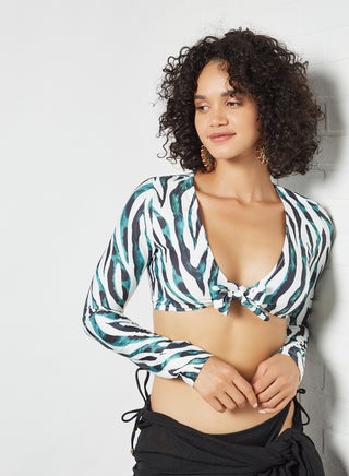 All Over Print Front Tie Bikini Top Multicolour - v1618748852/N45380168V_1