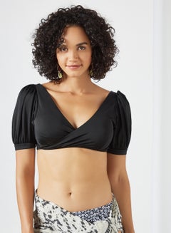 trendyol Short Sleeve Bikini Top Black  - Image 1