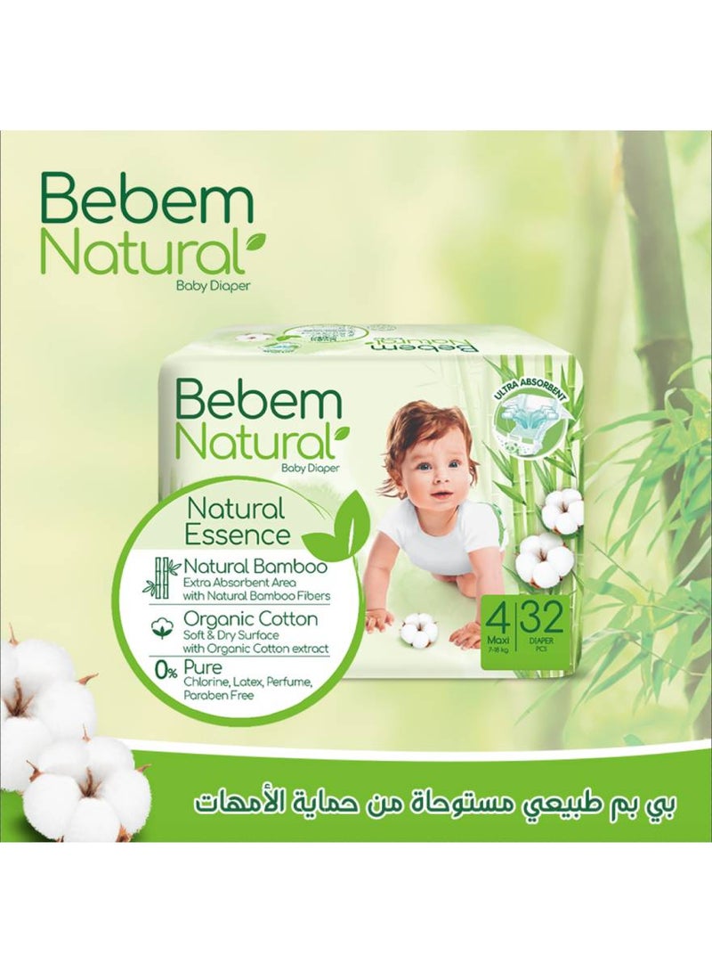 Bebem - 32-Piece Maxi Natural Baby Diaper Size 4, 7-18 Kg - Image 1