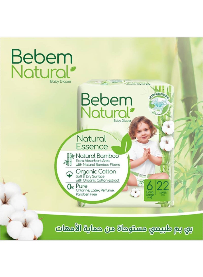 Bebem - 22-Piece Natural Extra Large Baby Diaper Size 6, 16+ Kg - Image 1