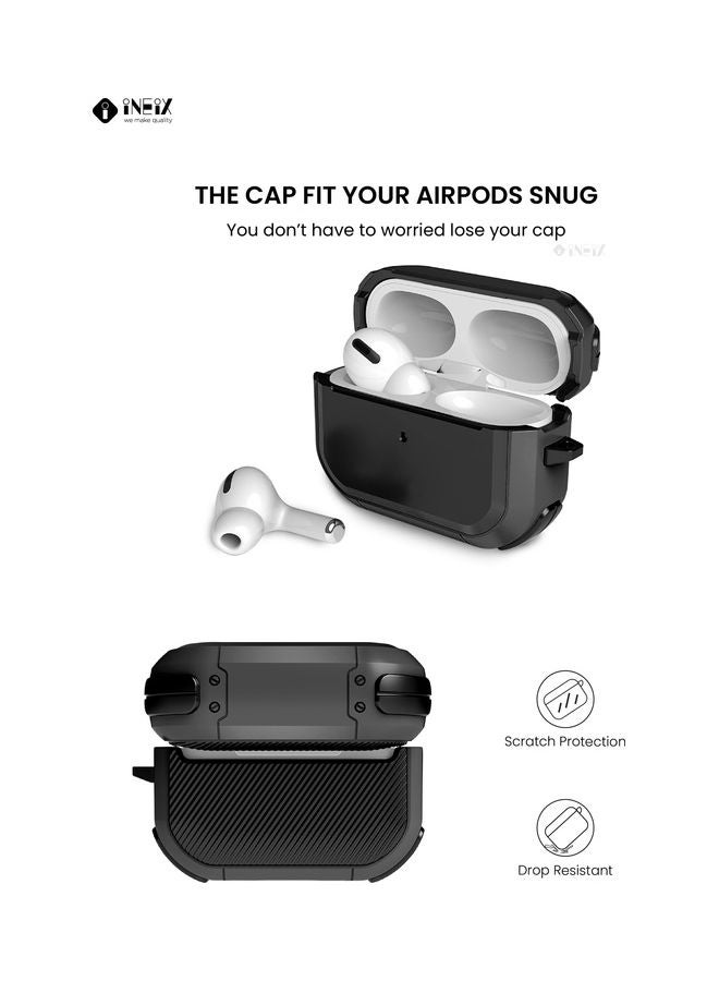 إينيكس حافظة حماية مزودة بحامل حلقي لسماعة أبل آيربودز برو أسود - Image 3
