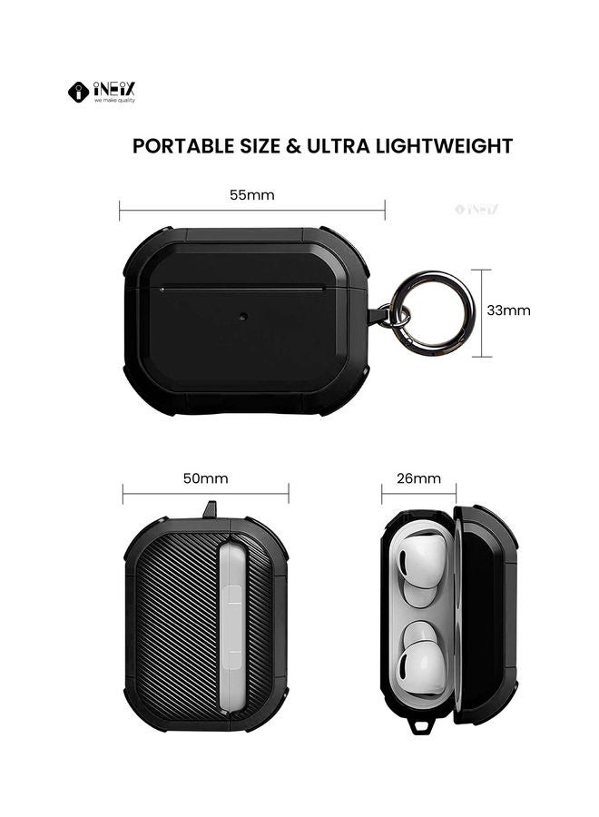 إينيكس حافظة حماية مزودة بحامل حلقي لسماعة أبل آيربودز برو أسود - Image 4