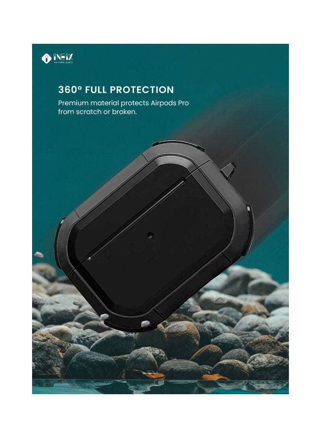 إينيكس حافظة حماية مزودة بحامل حلقي لسماعة أبل آيربودز برو أسود - Image 5