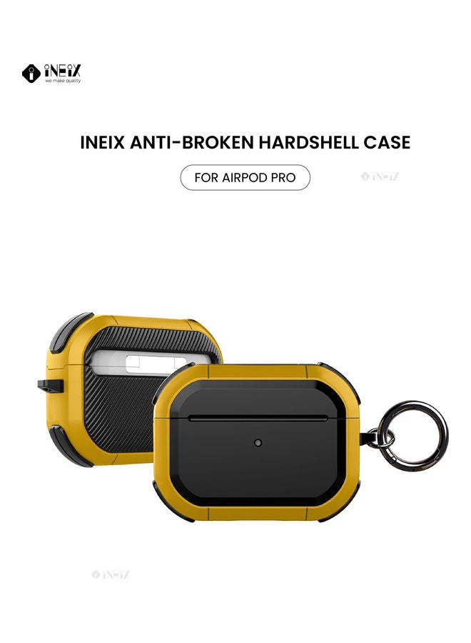 INEIX Protective Case With Ring Holder For Apple AirPods Pro Yellow/Black  - Image 1