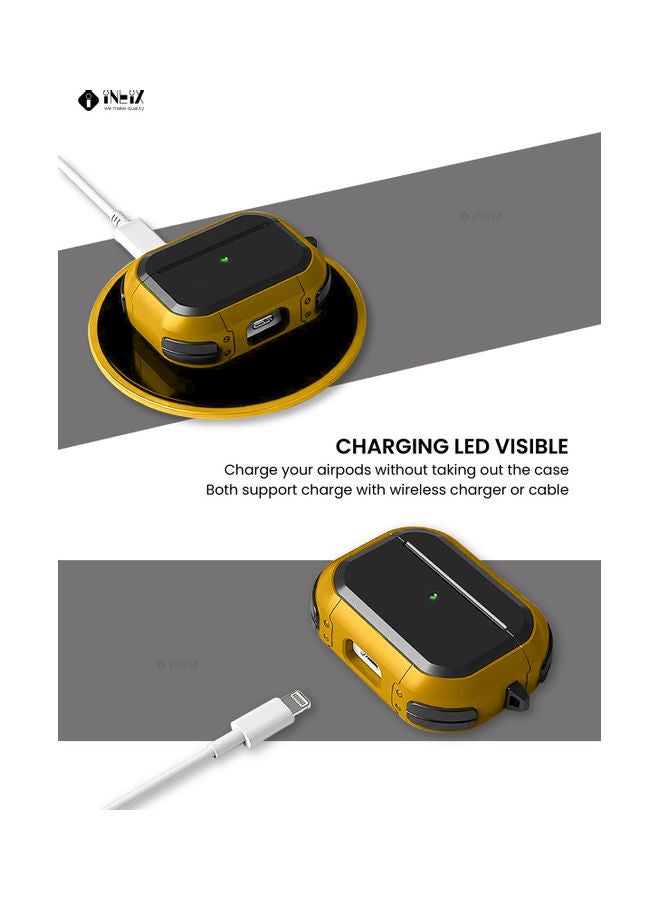 INEIX Protective Case With Ring Holder For Apple AirPods Pro Yellow/Black  - Image 2