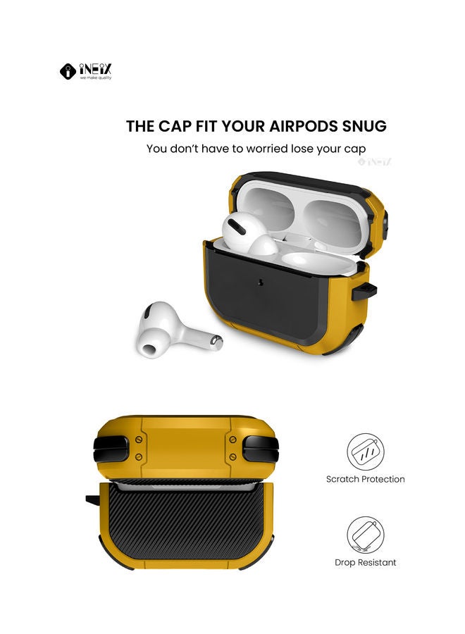 INEIX Protective Case With Ring Holder For Apple AirPods Pro Yellow/Black  - Image 3