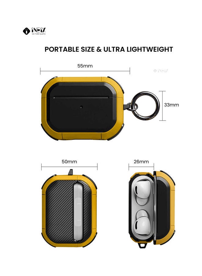 INEIX Protective Case With Ring Holder For Apple AirPods Pro Yellow/Black  - Image 4