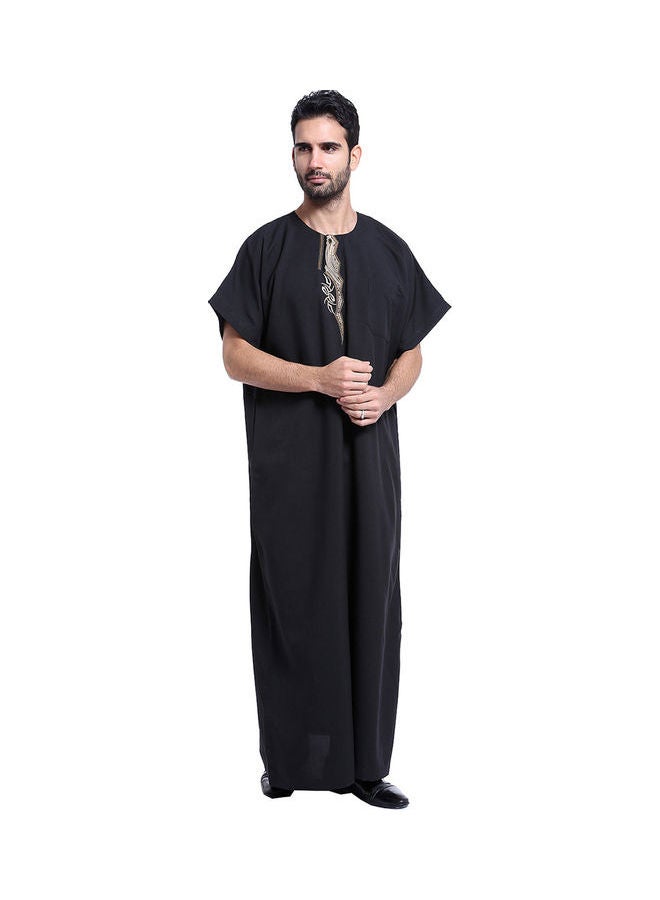 قفطان كاجوال بأكمام قصيرة أسود - Image 2