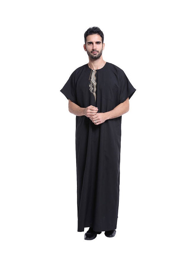 قفطان كاجوال بأكمام قصيرة أسود - Image 3