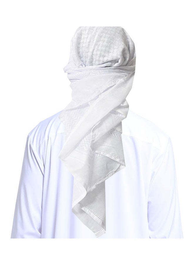وشاح رأس مصنوع يدوياً من البوليستر أبيض  - Image 2