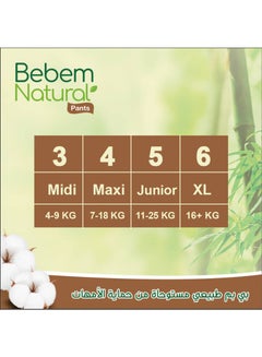 Bebem Natural Pants Extra Large Diapers Size 6 +15 Kg - 48 Pieces