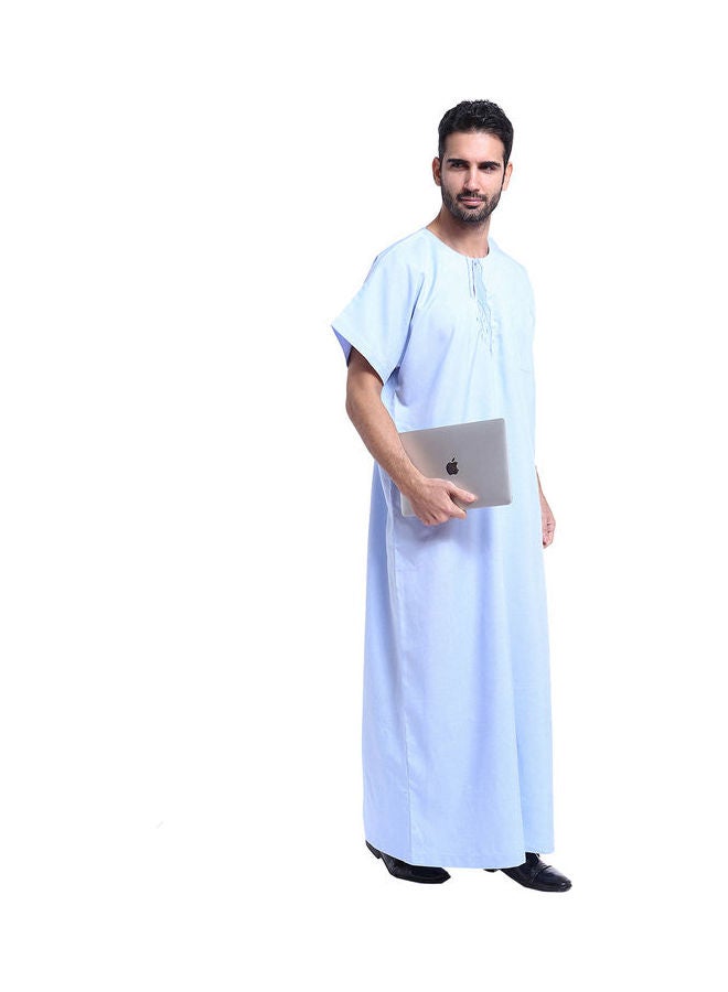 قفطان كاجوال بأكمام قصيرة أزرق - Image 2