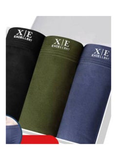 Generic 3-Piece Box Boxer Briefs Set Olive/Blue/Black 