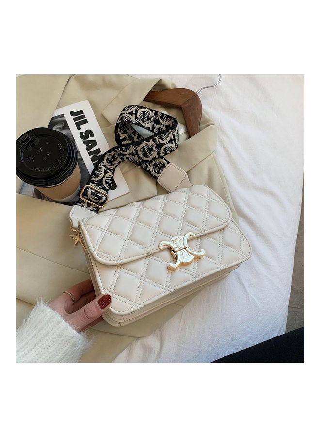 Qulited Front Flap Closure Crossbody Bag White  - Image 2