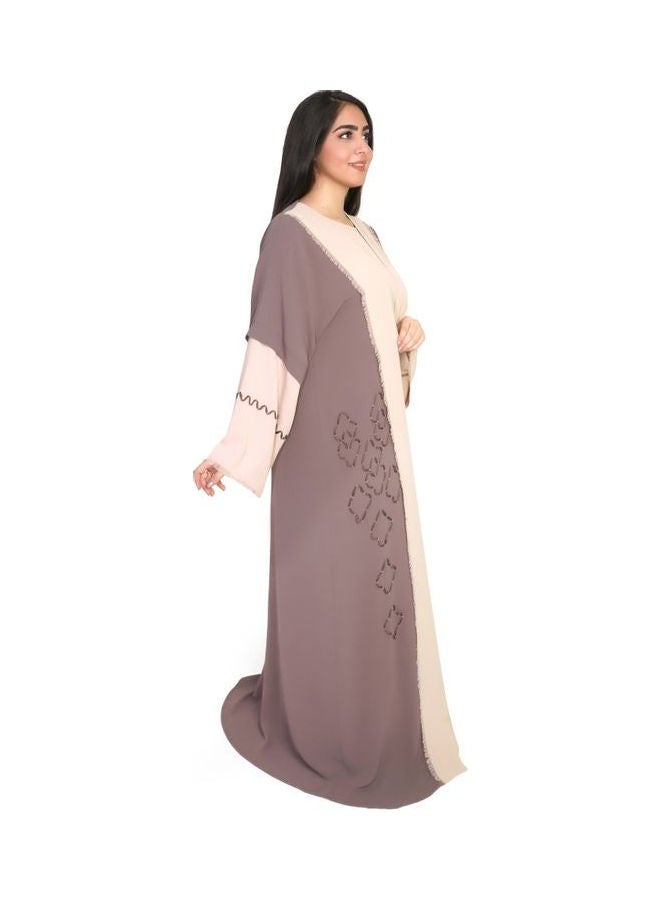 Stylish Comfortable Casual Abaya Brown/Pink - Image 2