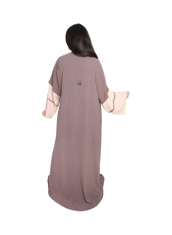Stylish Comfortable Casual Abaya Brown/Pink - Image 3