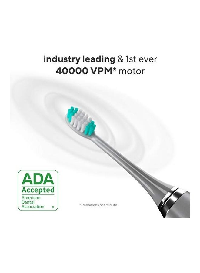 Aquasonic Ultra Sonic Whitening Toothbrush Set with 8 Brush Heads and Case Grey - Image 2