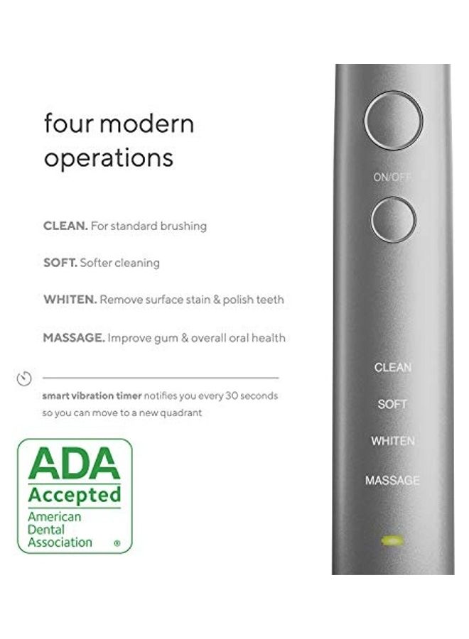 Aquasonic Ultra Sonic Whitening Toothbrush Set with 8 Brush Heads and Case Grey - Image 4