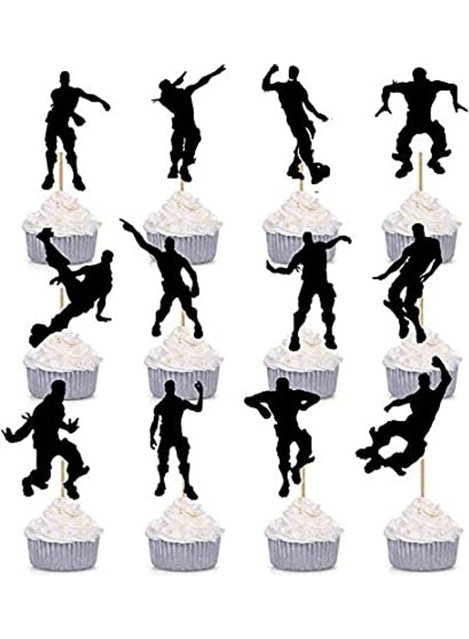12-Piece Dance Floss Cupcake Topper Black - Image 1