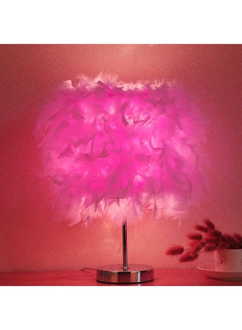 Handmade Feather Lampshade Table Lamp Pink