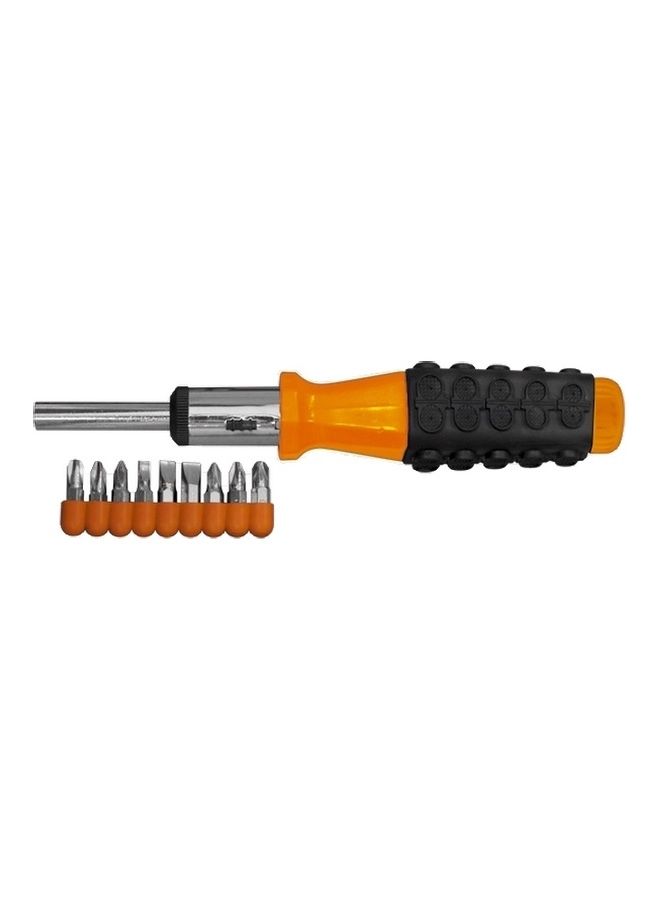 Sparta 9-Piece Spiral Ratchet Screwdriver Bit Set Black/Silver/Orange 