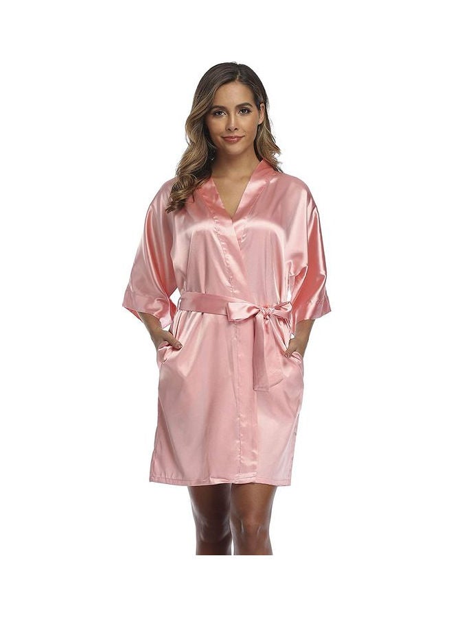 Satin Kimono Robe Pink  - Image 1