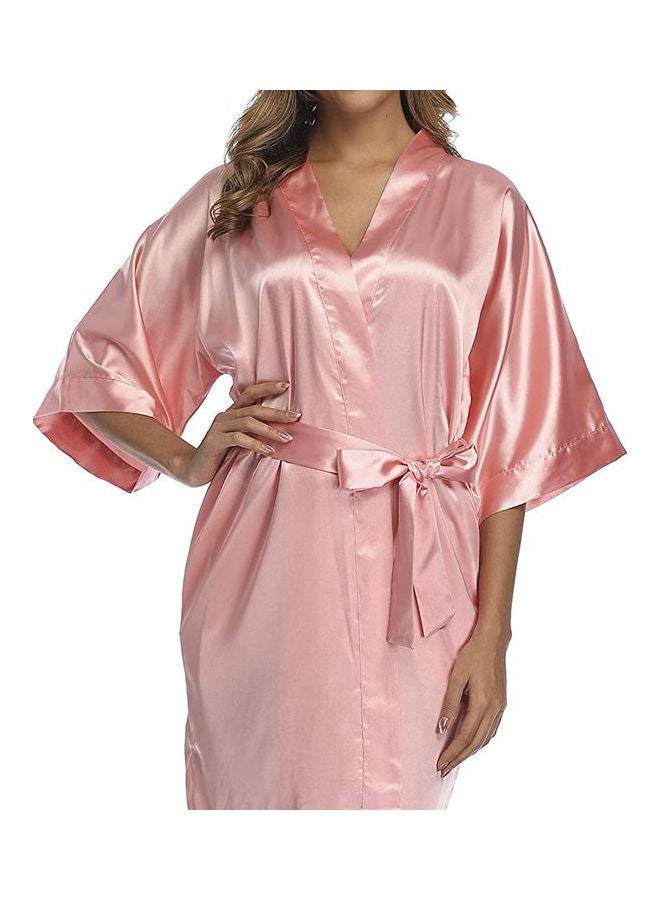 Satin Kimono Robe Pink  - Image 3