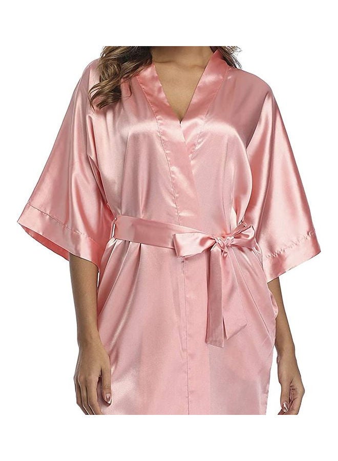 Satin Kimono Robe Pink  - Image 4