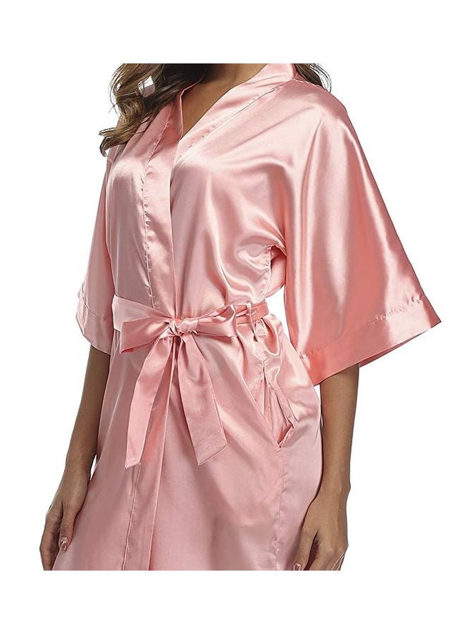 Satin Kimono Robe Pink  - Image 5